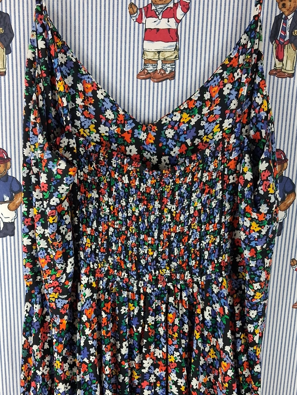 Women's Gap Soft Fit & Flare Midi Multicolor Floral Spaghetti Strap Summer Dress - Picture 5 of 9
